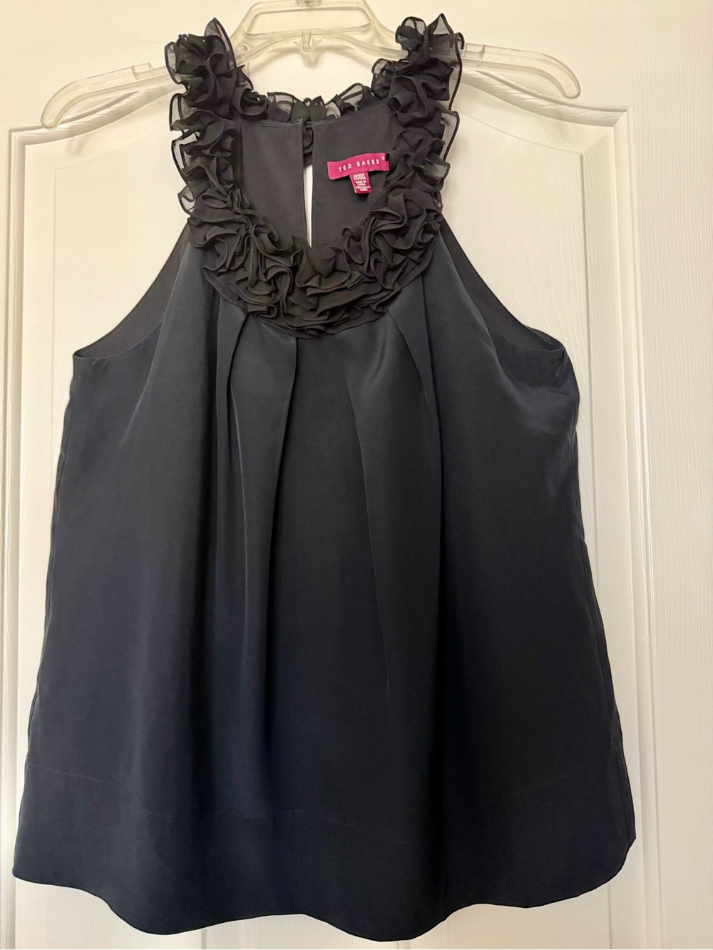 Ted Baker Black Silk Ruffle Halter Camisole